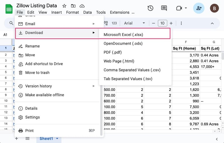 export-spreadsheet